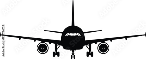 Airplane silhouette vector graphic front view commercial aviation jet eps