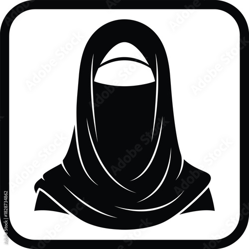Woman wearing niqab vector illustration islamic clothing head covering eps silhouette