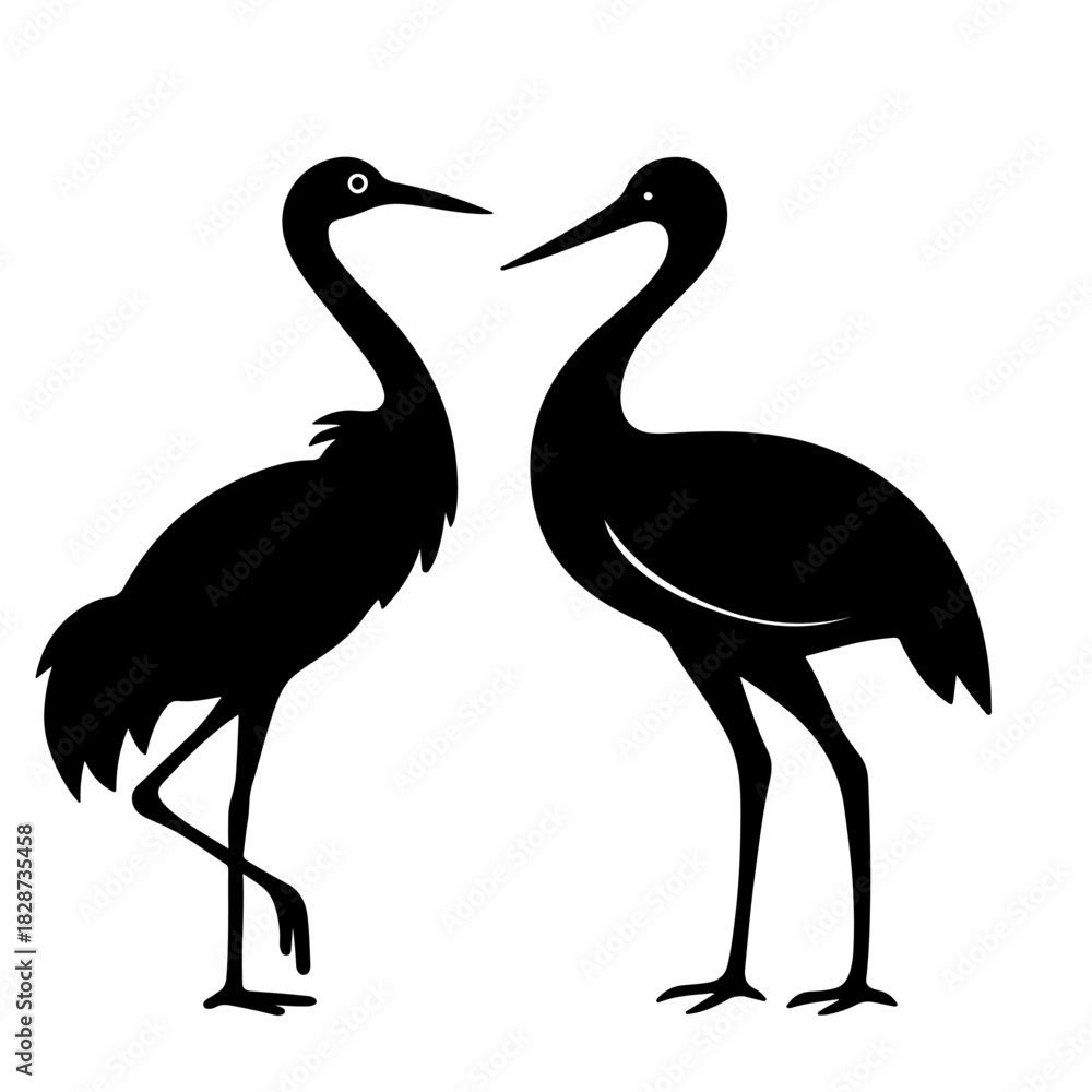 Obraz premium Common Crane Silhouette – Minimal Black Vector Icon