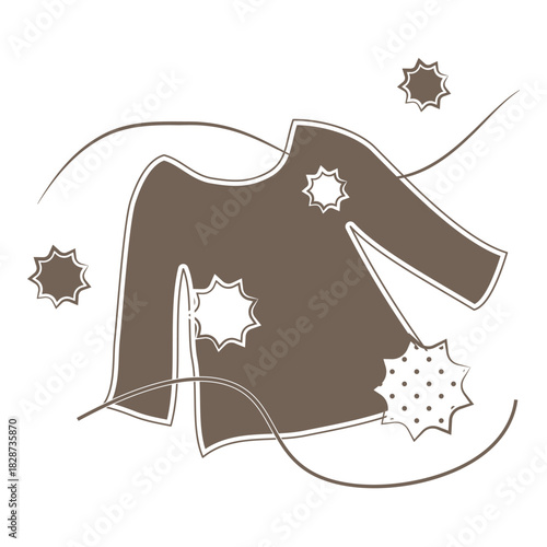 Brown Monochrome Illustration of Clothing with Attached Pollen