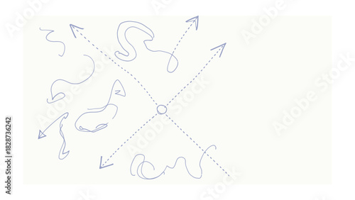 Pathways of the Abstract: An artistic composition of curving lines and directional arrows converge on a central point.