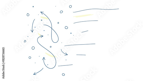 Abstract illustration with Arrows: A complex interplay of lines and arrows dance across the image, drawing the viewer's eye into a visual representation of concepts like motion, direction.