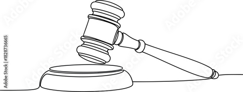 Gavel line art vector illustration for law justice court auction judge eps silhouette