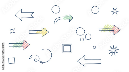 Arrow Symbols: A dynamic collection of arrow symbols, perfect for web design, infographics, and various creative projects, each offering a unique direction.