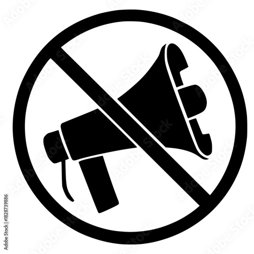 Silent Protest Symbol: A bold, graphic representation of a megaphone overlaid with a prohibiting circle, signifying silence or the restriction of speech.