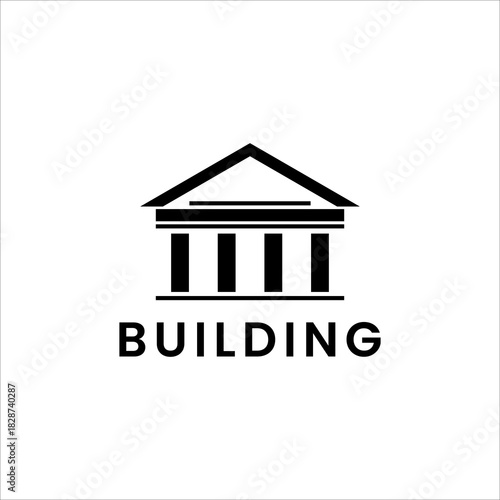Classic building logo vector with pillars and triangular roof for architecture design educational institutions banking museums and construction purposes