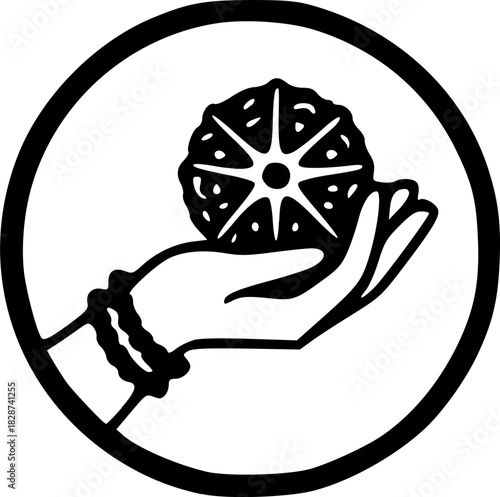 Shiv Ji Solid Black Silhouette Icon of Hindu Deity with Trident and Crescent