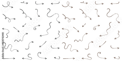 Collection of hand drawn doodle arrows pointing in different directions for web design
