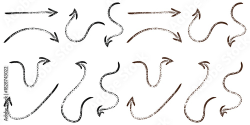 Hand drawn arrow design elements and creative sketch vector set for presentations and web design