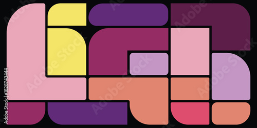 Modern and organized digital interface design featuring a clean bento grid layout with vibrant color blocks and clear typography for web or app development