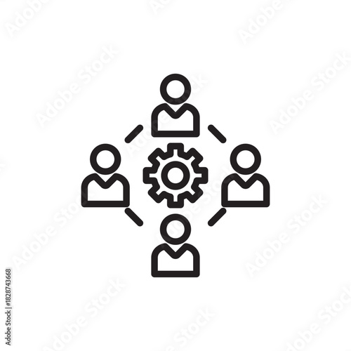 Stakeholder management icon symbolizing key relationship engagement, expectation alignment, and collaborative process, representing project governance and strategic corporate communication.