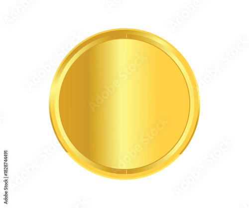 Blank Gold Award Medal Badge Empty Luxury Achievement Emblem Isolated on White
