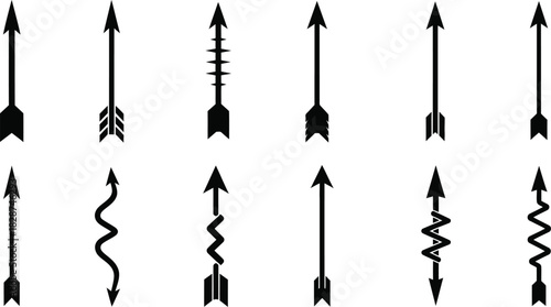 Collection of hand drawn arrow designs in black and white