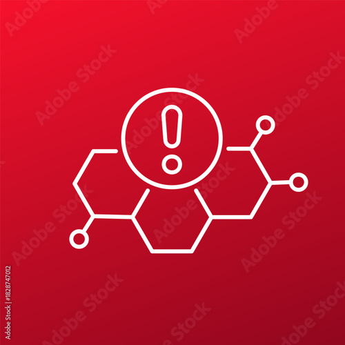 hormonal imbalance icon with hormone molecule line design