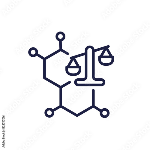 hormonal imbalance line icon with hormone and uneven scales