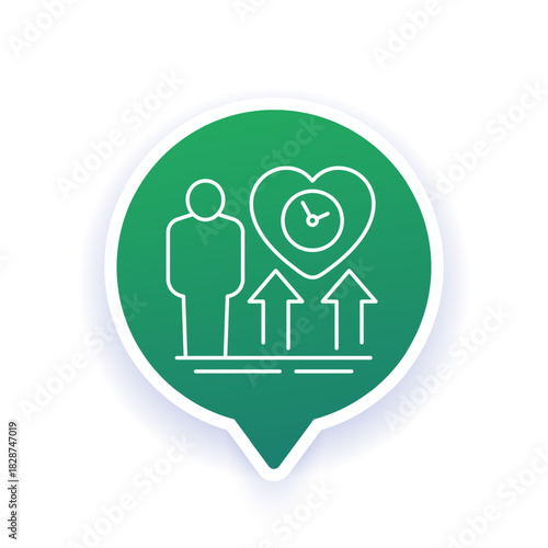 increase lifespan line icon, person life expectancy