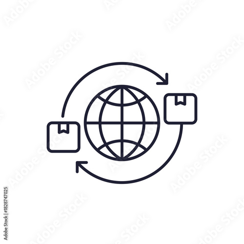 export and import line icon, global trade vector