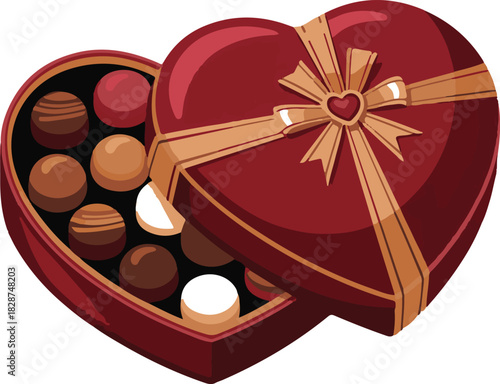 Heart Chocolate Box Vector | Valentine Sweet Gift Illustration