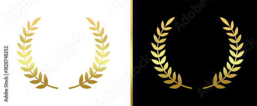Golden laurel wreath, symbol of victory and achievement, emblem of award and success