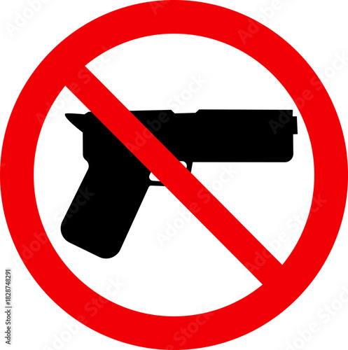 No Weapons Allowed sign, firearms prohibition symbol, safety and security warning