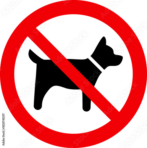 No dogs allowed sign, pet restriction symbol, public space warning icon