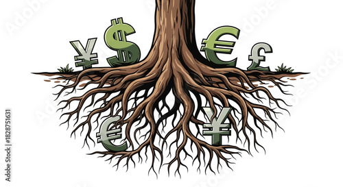 Illustration of a screening plant separating materials into piles.