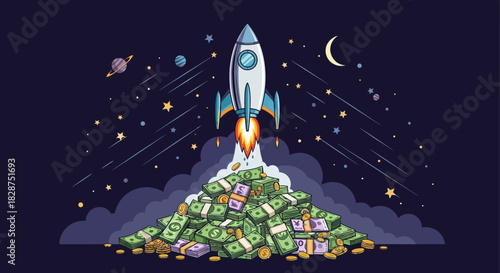 Illustration of a screening plant separating materials into piles.