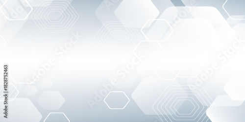 Abstract blue and white hexagon background. Futuristic digital hi-technology banner. Healthcare background. Vector