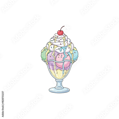 Delicious Ice Cream Sundae Dessert