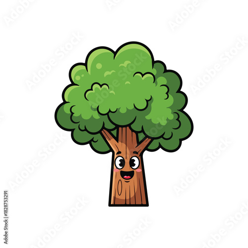 Green Deciduous Cartoon Tree