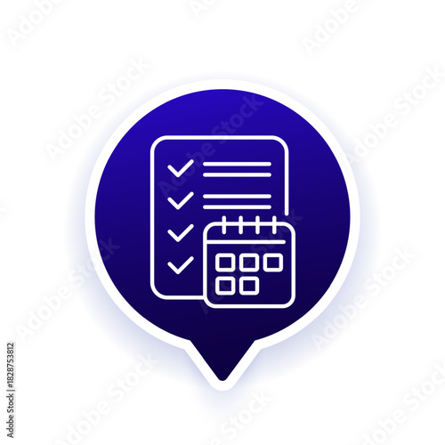 Checklist and calendar icon, line design