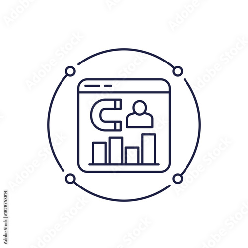 customer retention metrics icon in line design