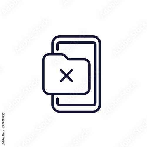 data corruption line icon with file folder and smart phone
