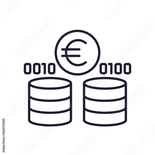 data storage costs line icon with euro