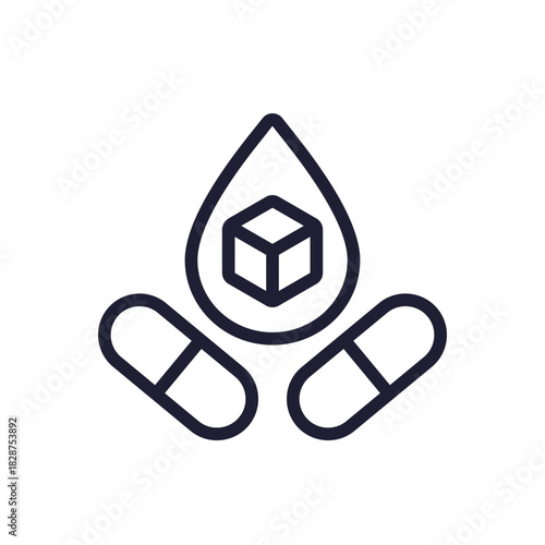 diabetes pills line icon, lower blood sugar vector