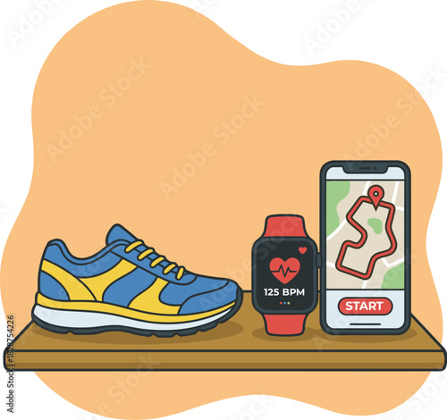 Running and Fitness Tracking Essentials Illustration