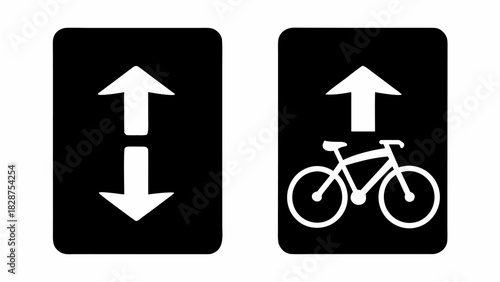 Bike lane direction signs indicate two way bicycle traffic and one way bike traffic, ensuring safety and organized routes for cyclists in urban areas