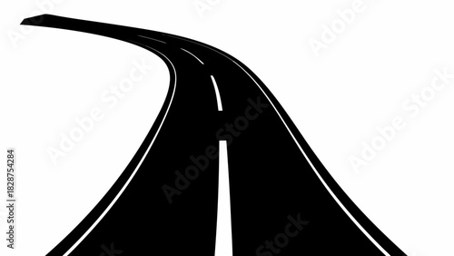 Dynamic curved road leading toward a destination, perfect for travel, direction and transportation concepts. Modern route design for infographics