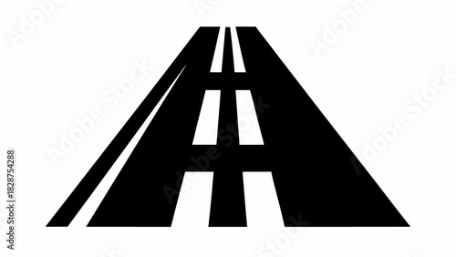 Modern road design element for travel brochures, sleek presentation backgrounds, transportation app logos, or minimalist website headers with a vector feel