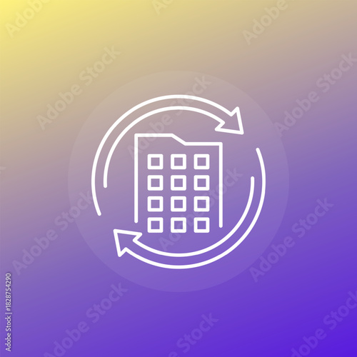 Repurpose building line icon, vector