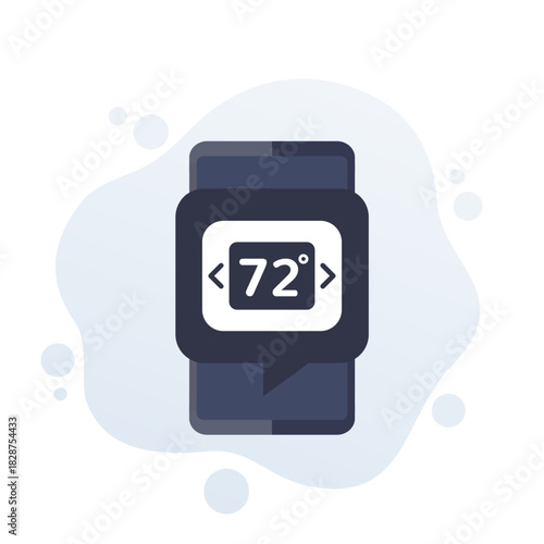 thermostat app icon with mobile phone, flat vector design