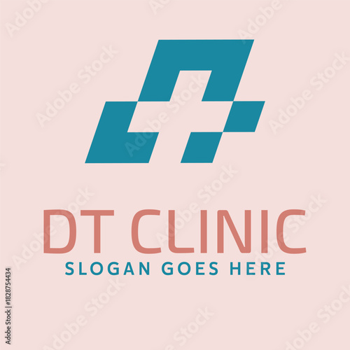DT Clinic Medical Cross Logo Vector
