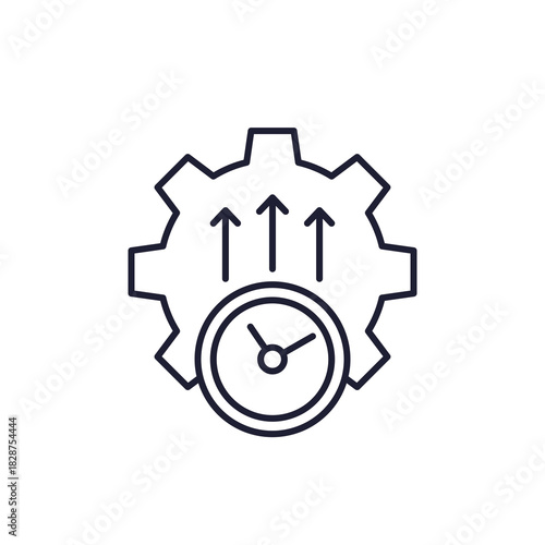uptime line icon with clock and gear
