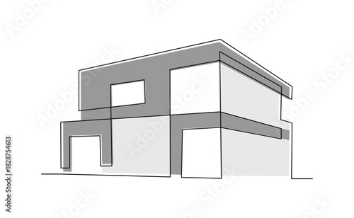 Continuous single line sketch drawing of house real estate modern building icon hand drawn vector illustration editable stroke