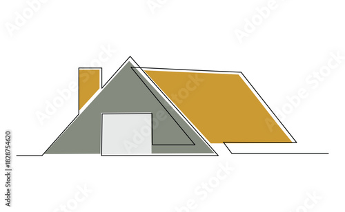 Continuous single line sketch drawing of house real estate modern building icon hand drawn vector illustration editable stroke