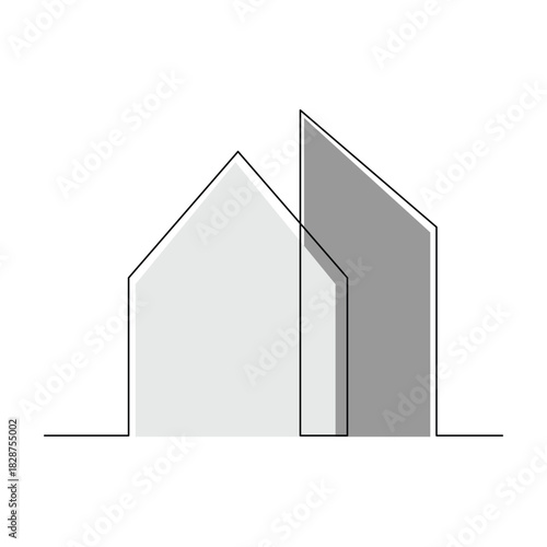 Continuous single line sketch drawing of house real estate modern building icon hand drawn vector illustration editable stroke