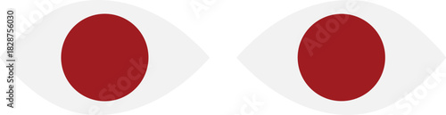 Simple Flat Eyes Pair Illustration with Red Iris on White Background