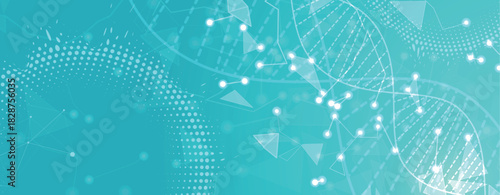 Futuristic science and technology wallpaper, DNA strands, connected neural web