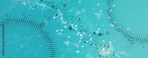 Futuristic science and technology wallpaper, DNA strands, connected neural web