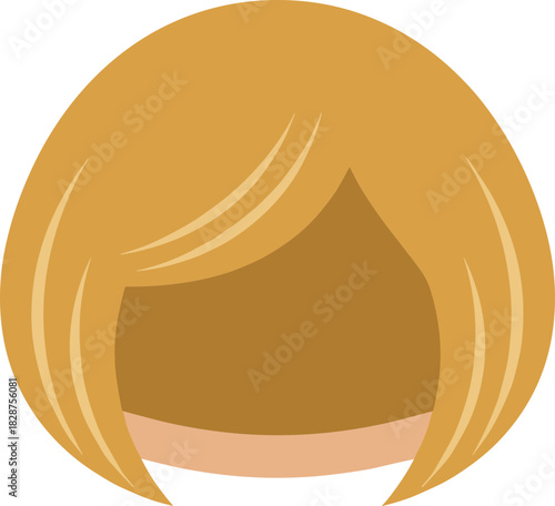 Simple Flat Blonde Wig Illustration for Costume Design Element